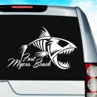 Fort Myers Beach Fish Skeleton Vinyl Car Window Decal Sticker