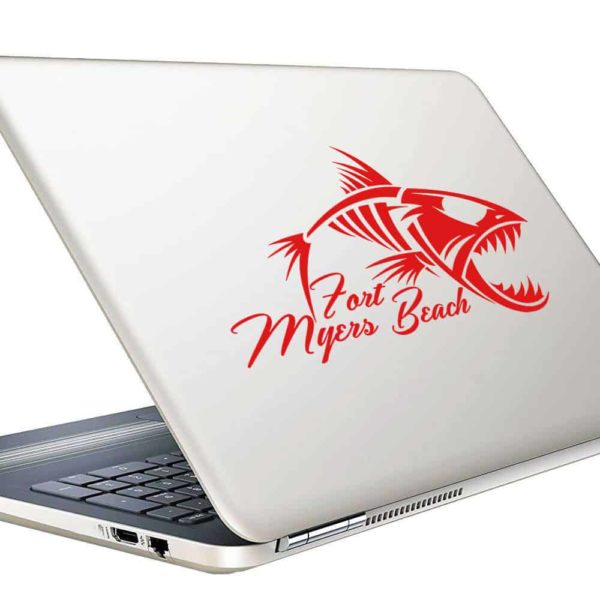 Fort Myers Beach Fish Skeleton Vinyl Laptop Macbook Decal Sticker