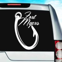 Fort Myers Fishing Hook Vinyl Car Window Decal Sticker