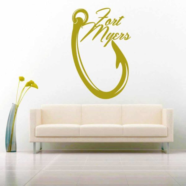 Fort Myers Fishing Hook Vinyl Wall Decal Sticker