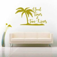 Good Times And Tan Lines Palm Tree Island Vinyl Wall Decal Sticker