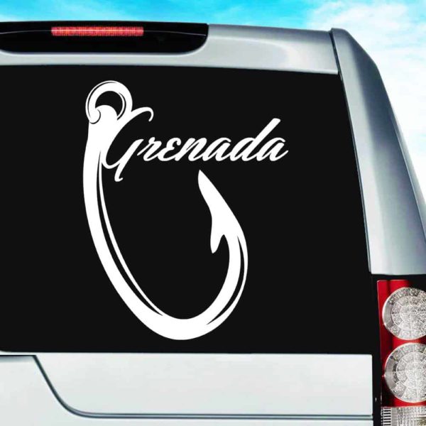 Grenada Fishing Hook Vinyl Car Window Decal Sticker
