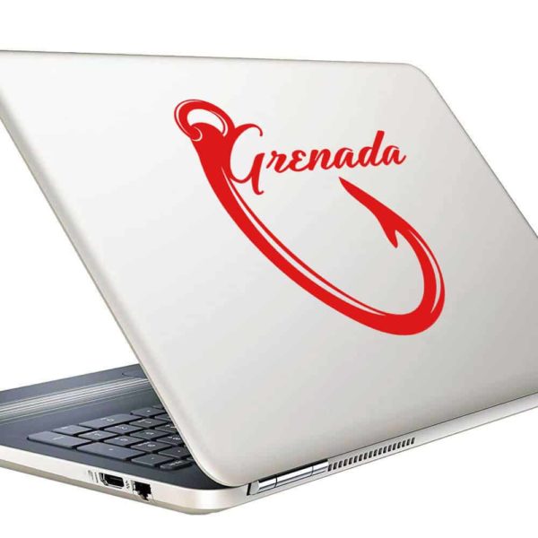 Grenada Fishing Hook Vinyl Laptop Macbook Decal Sticker