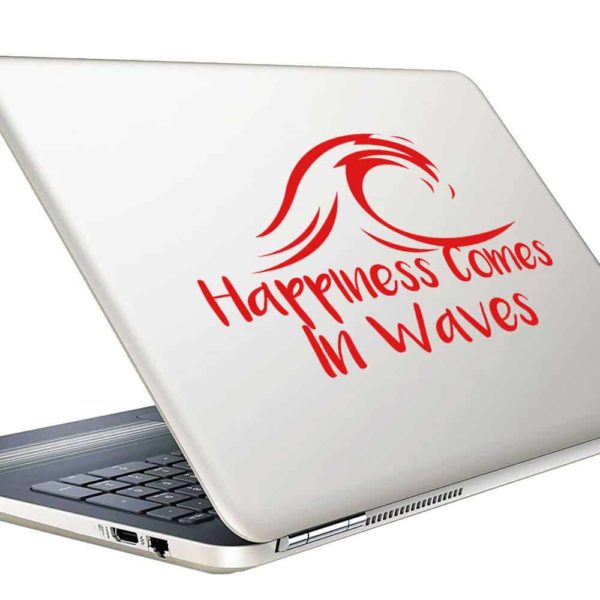 Happiness Comes In Waves Vinyl Laptop Macbook Decal Sticker