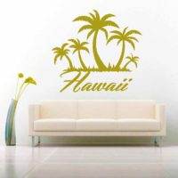 Hawaii Palm Tree Island Vinyl Wall Decal Sticker
