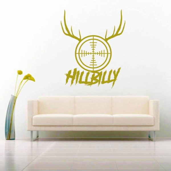 Hillbilly Rifle Gun Scope Antlers Vinyl Wall Decal Sticker