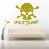 Home Of The Brave Skull Vinyl Wall Decal Sticker