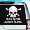 Home Of The Free Because Of The Brave Skull Vinyl Car Window Decal Sticker