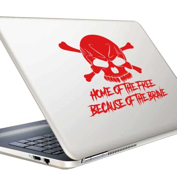 Home Of The Free Because Of The Brave Skull Vinyl Laptop Macbook Decal Sticker