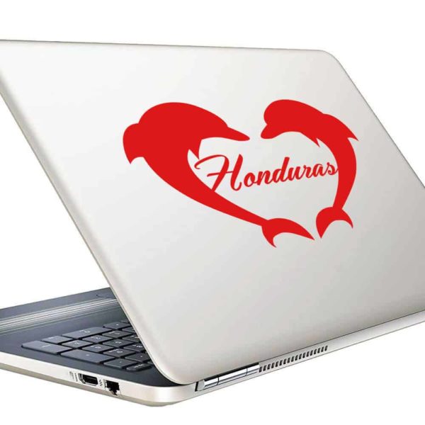 Honduras Dolphin Heart Vinyl Laptop Macbook Decal Sticker