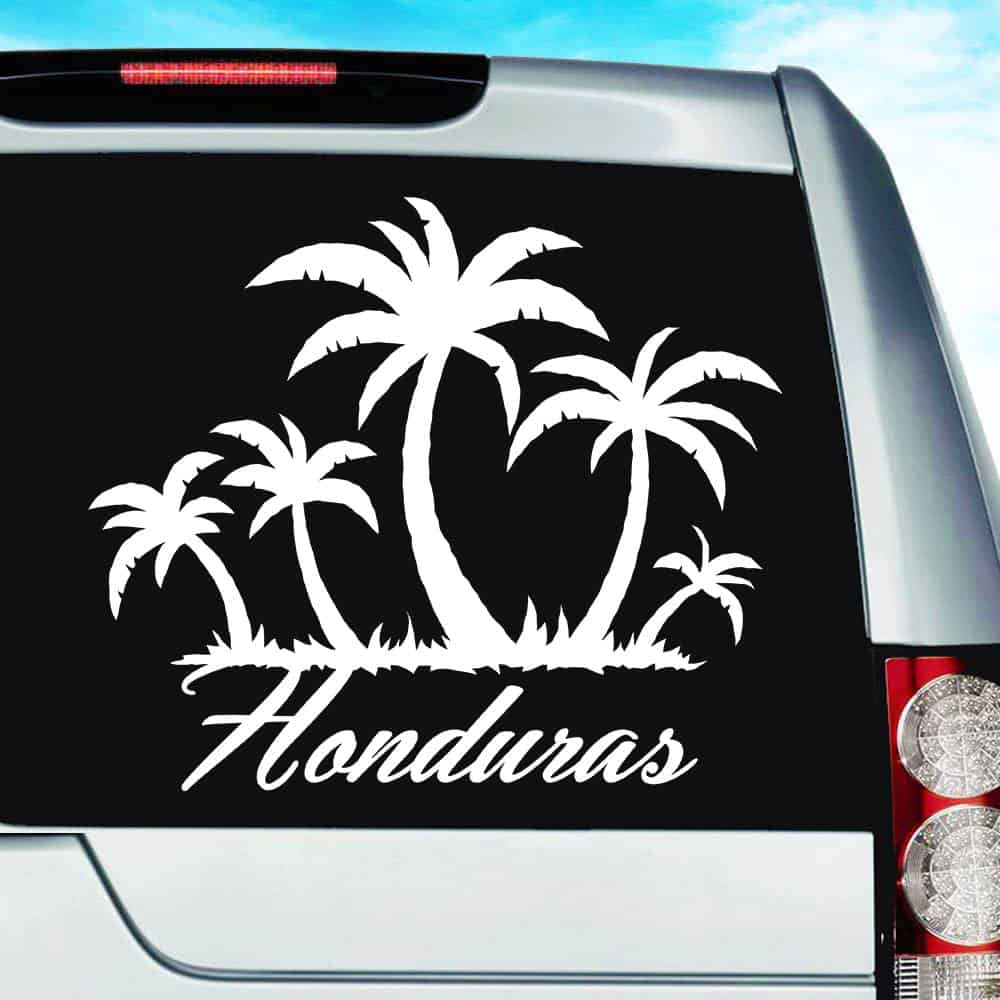 Honduras Palm Tree Island Vinyl Car Window Decal Sticker Honduras Palm Tree Island Vinyl Car Window Decal Sticker