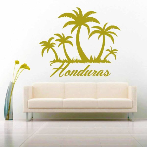 Honduras Palm Tree Island Vinyl Wall Decal Sticker