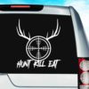Hunt Kill Eat Rifle Gun Scope Antlers Vinyl Car Window Decal Sticker