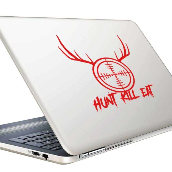 Hunt Kill Eat Rifle Gun Scope Antlers Vinyl Laptop Macbook Decal Sticker