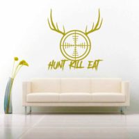 Hunt Kill Eat Rifle Gun Scope Antlers Vinyl Wall Decal Sticker