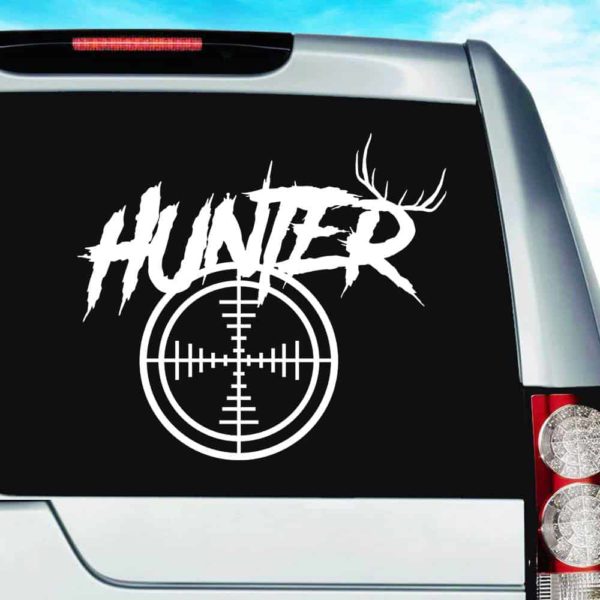 Hunter Antlers Rifle Gun Scope Vinyl Car Window Decal Sticker