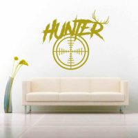Hunter Antlers Rifle Gun Scope Vinyl Wall Decal Sticker