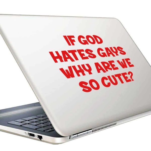 If God Hates Gays Why Are We So Cute Vinyl Laptop Macbook Decal Sticker