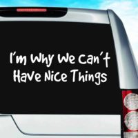 Im Why We Cant Have Nice Things Vinyl Car Window Decal Sticker