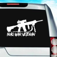 Iraq War Veteran Machine Gun Vinyl Car Window Decal Sticker