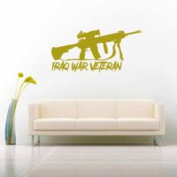 Iraq War Veteran Machine Gun Vinyl Wall Decal Sticker