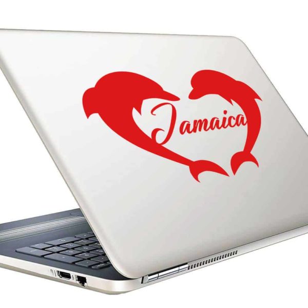 Jamaica Dolphin Heart Vinyl Laptop Macbook Decal Sticker