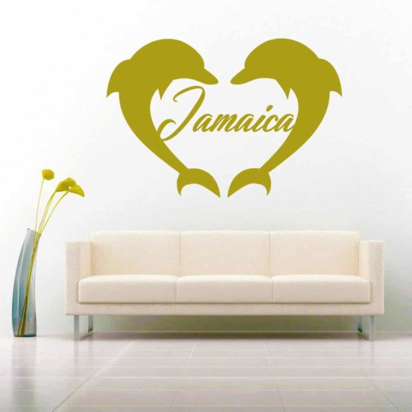 Jamaica Dolphin Heart Vinyl Wall Decal Sticker