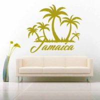 Jamaica Palm Tree Island Vinyl Wall Decal Sticker