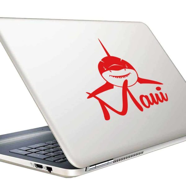 Maui Shark Front View Vinyl Laptop Macbook Decal Sticker
