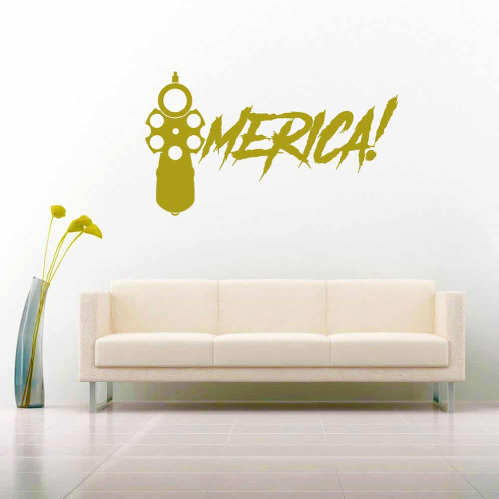 Merica Gun Pistol Vinyl Wall Decal Sticker Merica Gun Pistol Vinyl Wall Decal Sticker