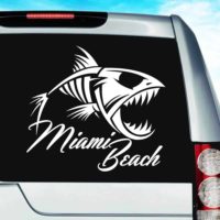 Miami Beach Fish Skeleton Vinyl Car Window Decal Sticker