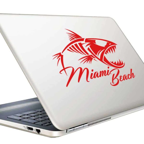Miami Beach Fish Skeleton Vinyl Laptop Macbook Decal Sticker