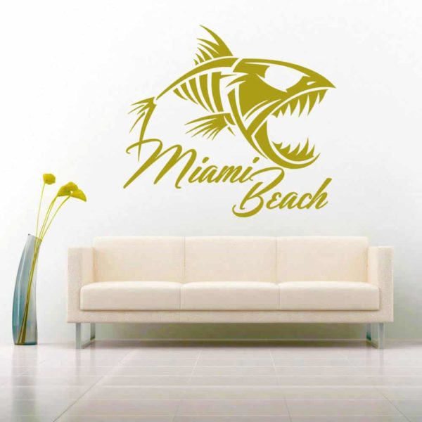 Miami Beach Fish Skeleton Vinyl Wall Decal Sticker