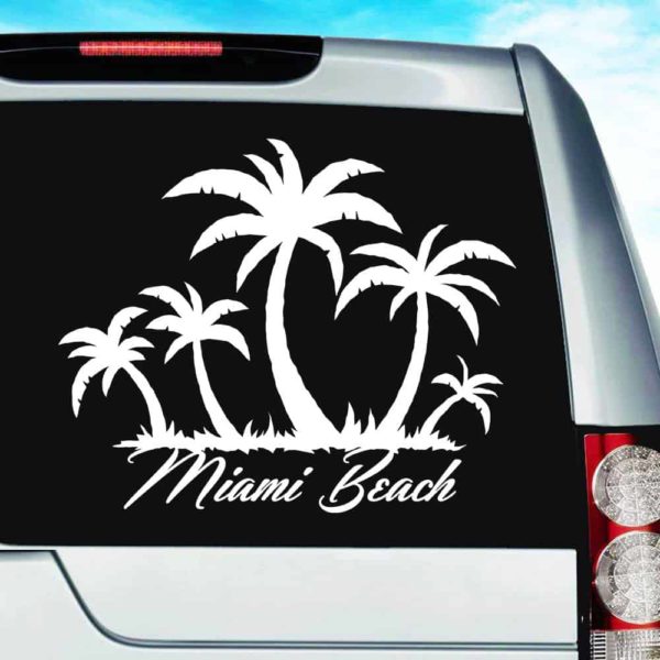Miami Beach Palm Tree Island Vinyl Car Window Decal Sticker
