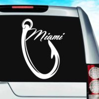 Miami Fishing Hook Vinyl Car Window Decal Sticker