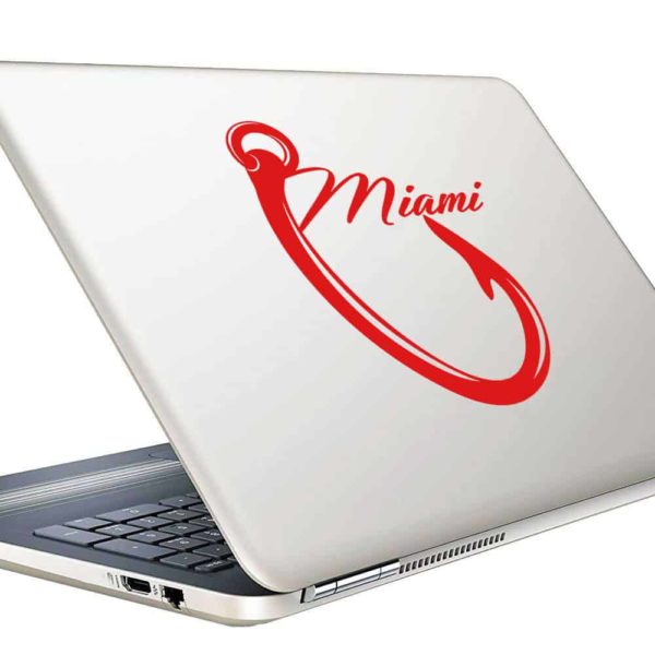 Miami Fishing Hook Vinyl Laptop Macbook Decal Sticker