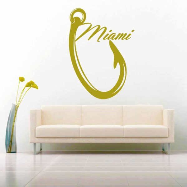 Miami Fishing Hook Vinyl Wall Decal Sticker