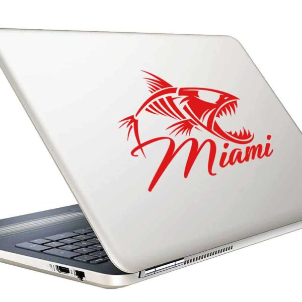 Miami Florida Fish Skeleton Vinyl Laptop Macbook Decal Sticker