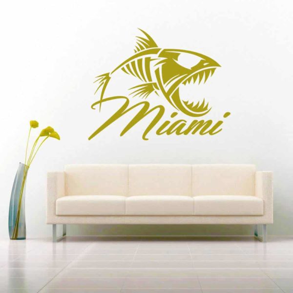 Miami Florida Fish Skeleton Vinyl Wall Decal Sticker