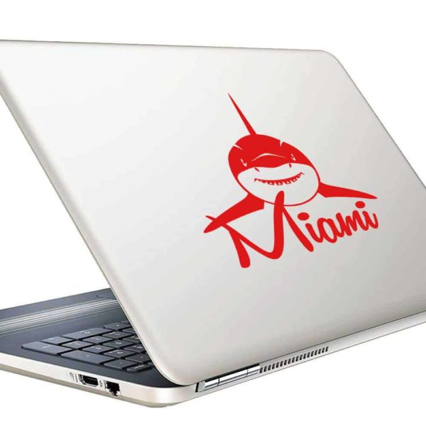 Miami Florida Shark Front View Vinyl Laptop Macbook Decal Sticker