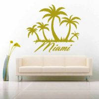 Miami Palm Tree Island Vinyl Wall Decal Sticker