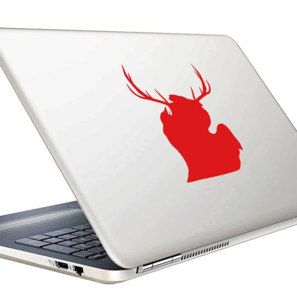Michigan Deer Antlers Vinyl Laptop Macbook Decal Sticker
