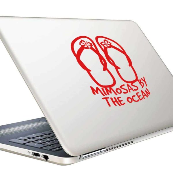 Mimosas By The Ocean Flip Flops Vinyl Laptop Macbook Decal Sticker