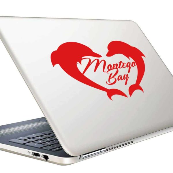 Montego Bay Dolphin Heart Vinyl Laptop Macbook Decal Sticker