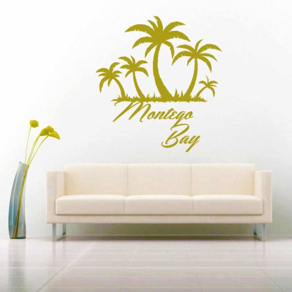 Montego Bay Jamaica Palm Tree Island Vinyl Wall Decal Sticker