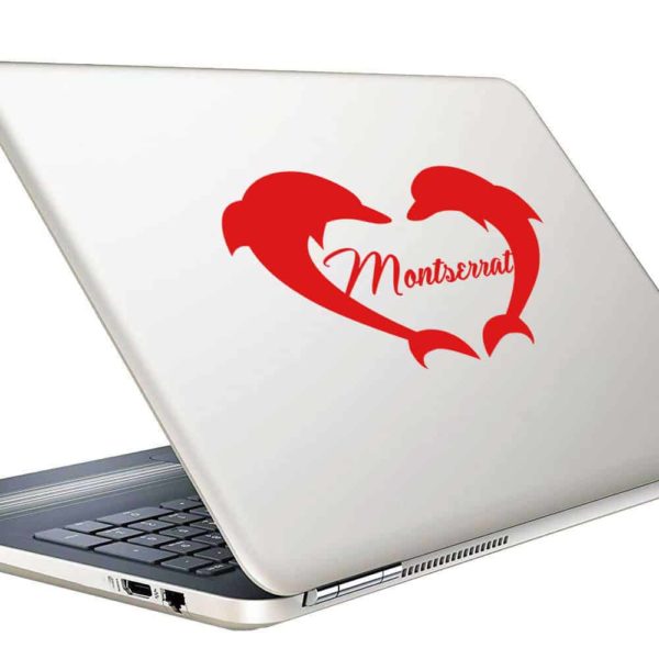 Montserrat Dolphin Heart Vinyl Laptop Macbook Decal Sticker