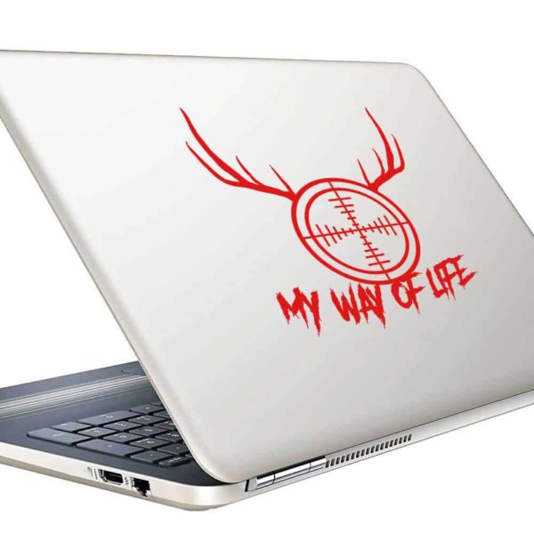My Way Of Life Deer Hunter Rifle Gun Scope Antlers Vinyl Laptop Macbook Decal Sticker