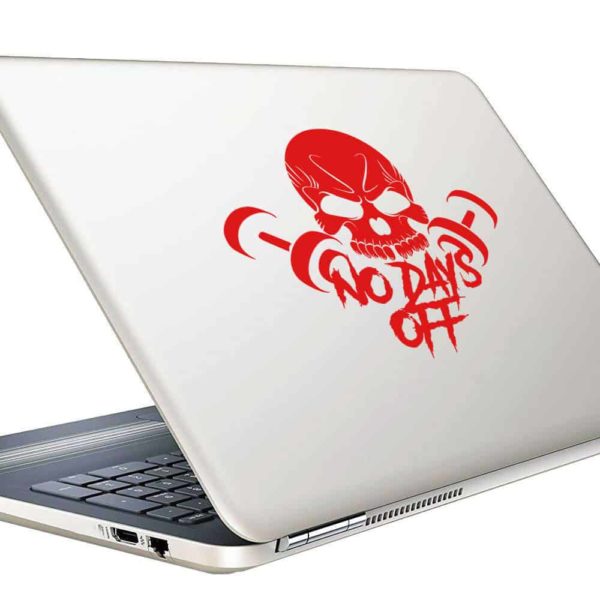 No Days Off Skull Dumbbells Vinyl Laptop Macbook Decal Sticker