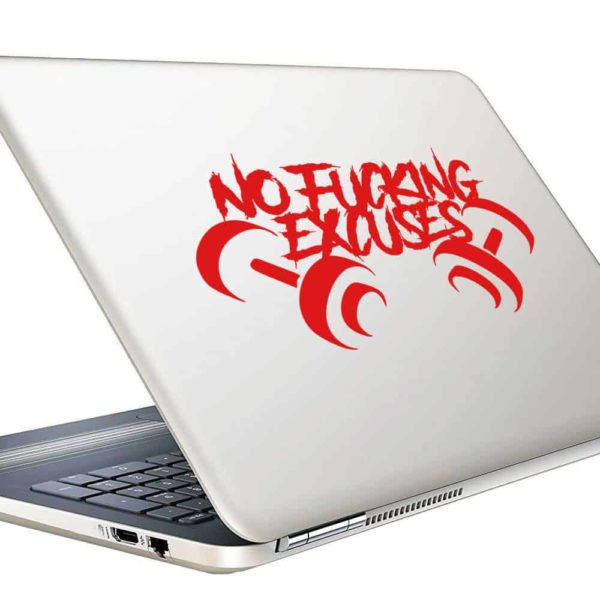 No Fucking Excuses Dumbbells Vinyl Laptop Macbook Decal Sticker
