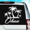 Oahu Hawaii Palm Tree Island Vinyl Car Window Decal Sticker